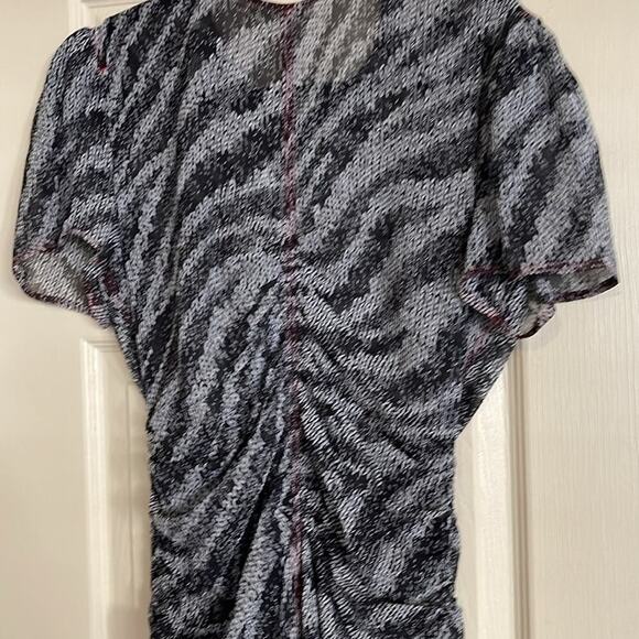 Dress Rag & Bone midi grey - black red printed fabric size 8  sheer fabric - Picture 4 of 11